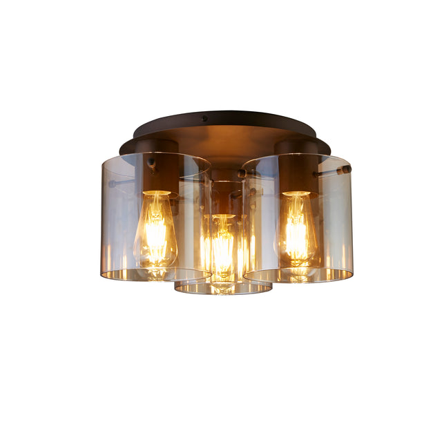 Sweden 3LT Flush - Mocha Metal & Amber Glass