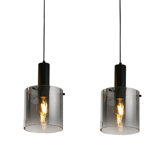 Sweden 3Lt Bar Pendant - Black Metal & Smoked Ombre Glass