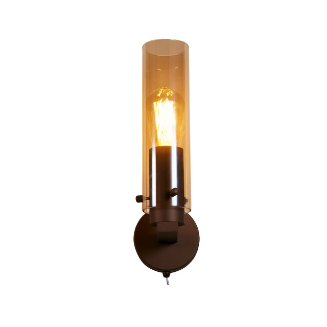 Sweden II 1Lt Wall Light - Mocha Metal & Amber Glass
