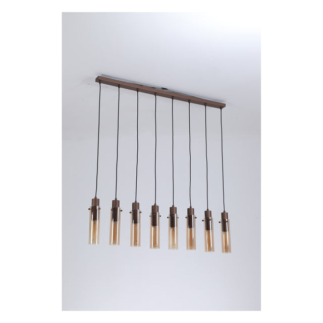 Sweden II 8Lt Bar Pendant - Mocha Metal & Amber Glass