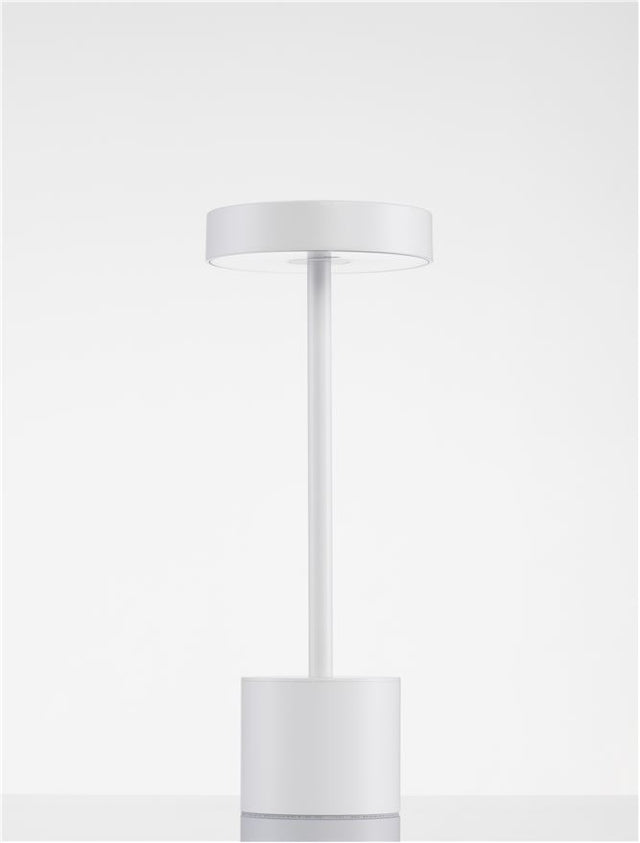 FUMO White Aluminium & Acrylic LED 2 Watt 230Lm 3000K 220-240 Volt Beam Angle 163º IP54 Switch On/Off / USB Wire D: 11.8 H: 30 cm