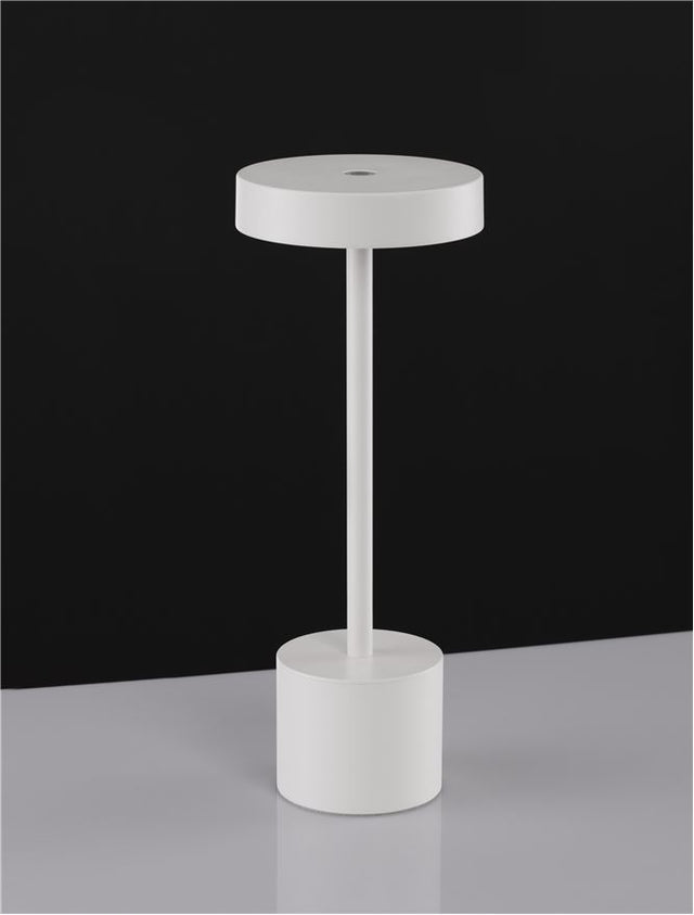 FUMO White Aluminium & Acrylic LED 2 Watt 230Lm 3000K 220-240 Volt Beam Angle 163º IP54 Switch On/Off / USB Wire D: 11.8 H: 30 cm