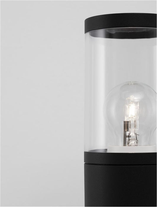 CETERA Black Aluminium & Acrylic LED E27 1x12 Watt 220-240 Volt IP54 Bulb Excluded D: 9 H: 90 cm