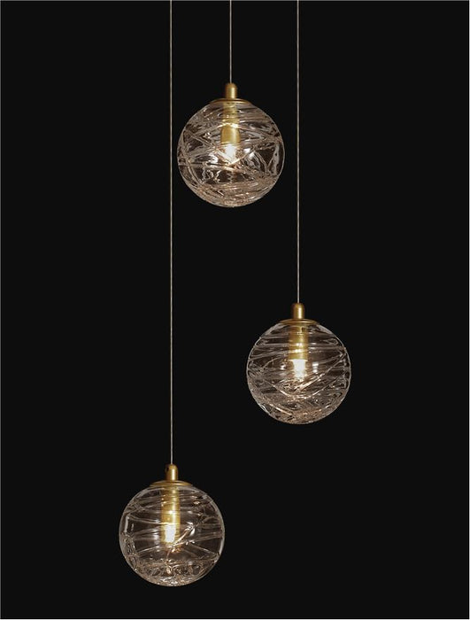 COEN Brass Gold Metal Clear Structured Glass LED G9 3x5 Watt 230 Volt IP20 Bulb Excluded D: 25 H: 180 cm Adjustable Height