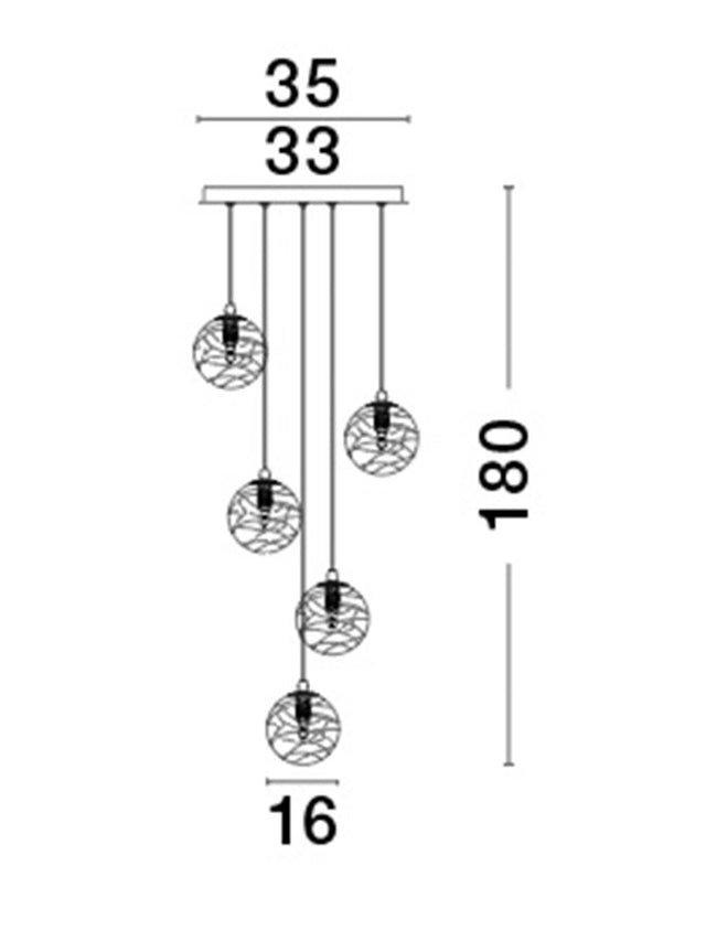 COEN Brass Gold Metal Clear Structured Glass LED G9 5x5 Watt 230 Volt IP20 Bulb Excluded D: 35 H: 180 cm Adjustable Height