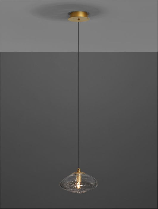KING Brass Gold Metal Blown Clear Glass LED G9 1x5 Watt 230 Volt IP20 Bulb Excluded D: 16 H: 200 cm Adjustable Height