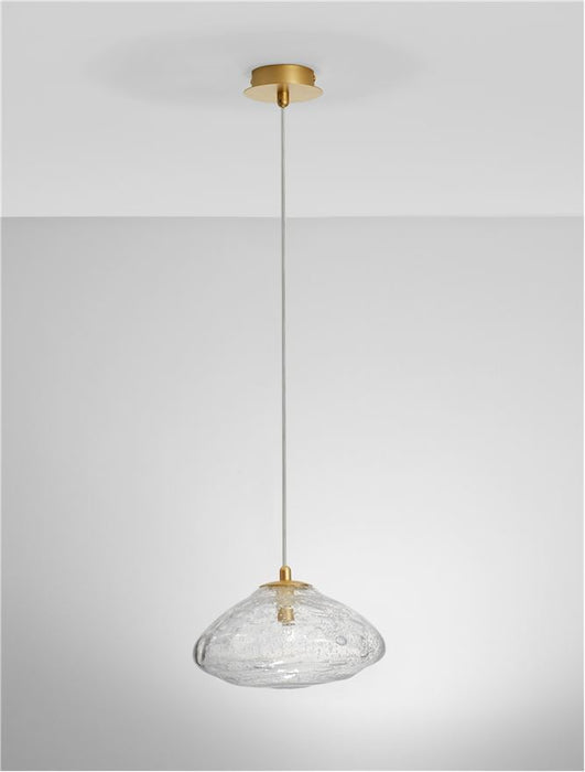 KING Brass Gold Metal Blown Clear Glass LED G9 1x5 Watt 230 Volt IP20 Bulb Excluded D: 26 H: 200 cm Adjustable Height