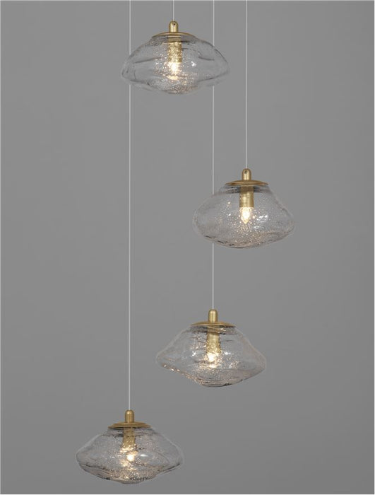 KING Brass Gold Metal Blown Clear Glass LED G9 5x5 Watt 230 Volt IP20 Bulb Excluded D: 35 H: 180 cm Adjustable Height