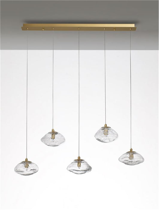 KING Brass Gold Metal Blown Clear Glass LED G9 5x5 Watt 230 Volt IP20 Bulb Excluded L: 80 W: 16 H: 180 cm Adjustable Height