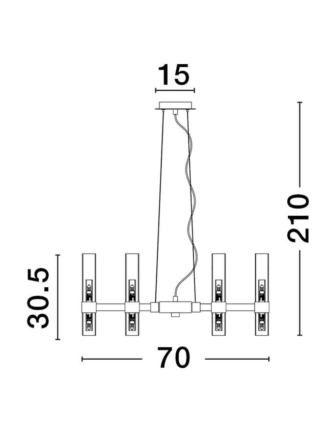 CENTURY Matt Black Metal Clear & Frost Glass LED G9 12x5 Watt 230 Volt IP20 Bulb Excluded D: 70 H1: 30.5 H2: 210 cm Adjustable Height