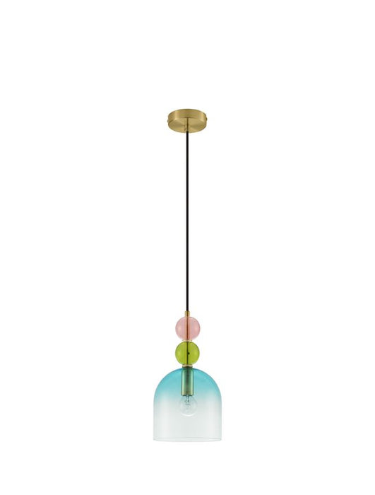 MURANO Sandy Gold Metal Glossy Light Green, Blue & Pink Glass LED E14 1x5 Watt 230 Volt IP20 Bulb Excluded D: 16 H1: 30.4 H2: 184.5 cm Adjustable height