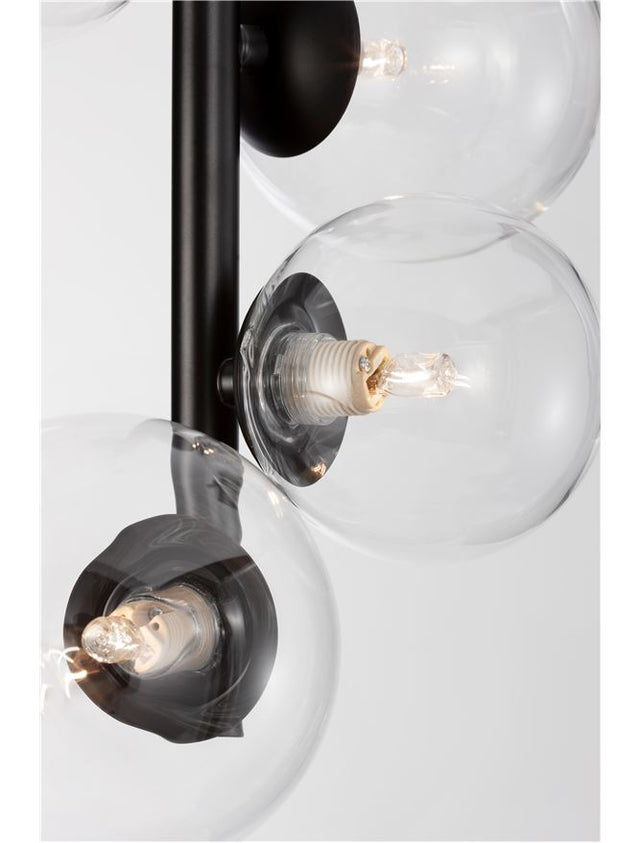 ODILLIA Matt Black Metal & Clear Glass LED G9 6x6 Watt 230 Volt IP20 Bulb Excluded L: 28 W: 23.2 H: 120 cm Adjustable height