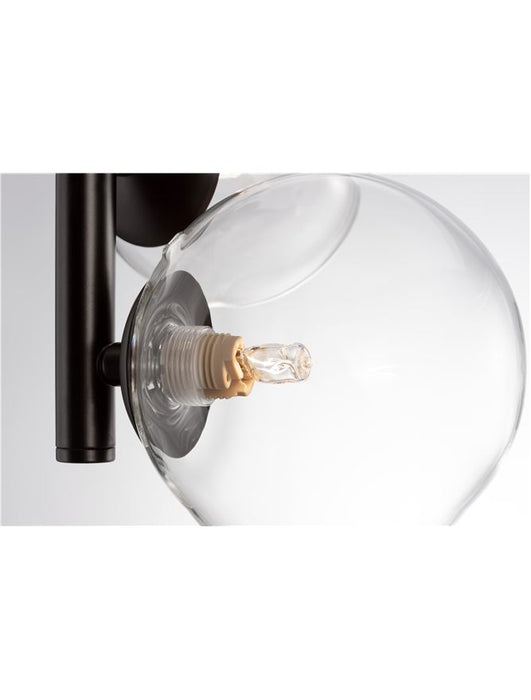ODILLIA Matt Black Metal & Clear Glass LED G9 6x6 Watt 230 Volt IP20 Bulb Excluded L: 28 W: 23.2 H: 120 cm Adjustable height