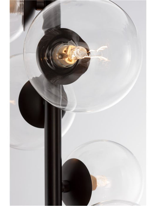 ODILLIA Matt Black Metal & Clear Glass LED G9 6x6 Watt 230 Volt IP20 Bulb Excluded L: 28 W: 23.2 H: 120 cm Adjustable height