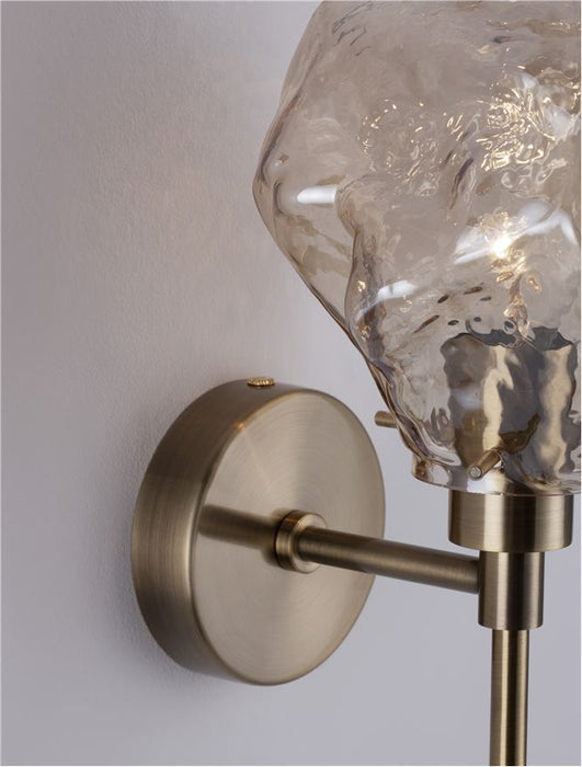 ODELLE Brass Gold Metal & Amber Glass LED E14 Watt 1x5 Watt 230 Volt IP20 Bulb Excluded D: 14.8 W: 18 H: 34 cm Adjustable height