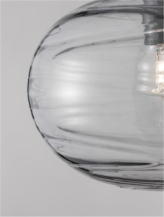 EVLEEN Matt Black Metal & Light Grey Glass LED E27 1x12 Watt 230 Volt IP20 Bulb Excluded D: 30 H 1: 24.5 H 2: 120 cm Adjustable height
