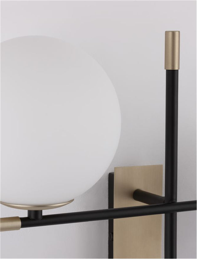 GIT Matt Black & Gold Metal Opal Glass LED G9 2x5 Watt 230 Volt IP20 Bulb Excluded L: 44 W: 17.3 H: 42.2 cm