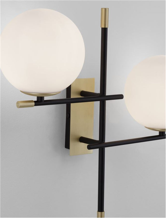 GIT Matt Black & Gold Metal Opal Glass LED G9 2x5 Watt 230 Volt IP20 Bulb Excluded L: 44 W: 17.3 H: 42.2 cm