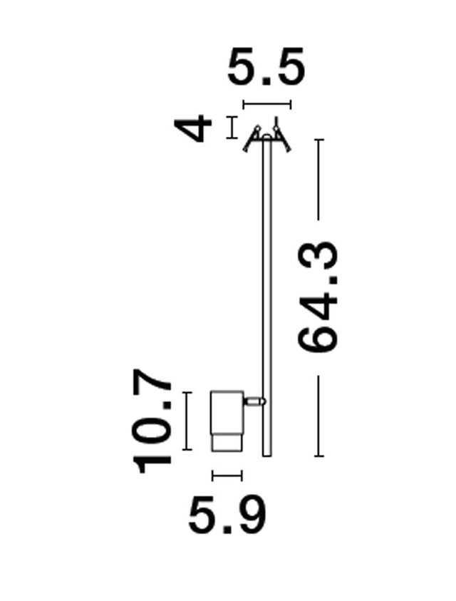 PONGO Sandy Black & Gold Aluminium LED GU10 1x10 Watt 230 Volt IP20 Bulb Excluded D: 5.9 H: 64.3 cm Cut Out: 3.8 cm