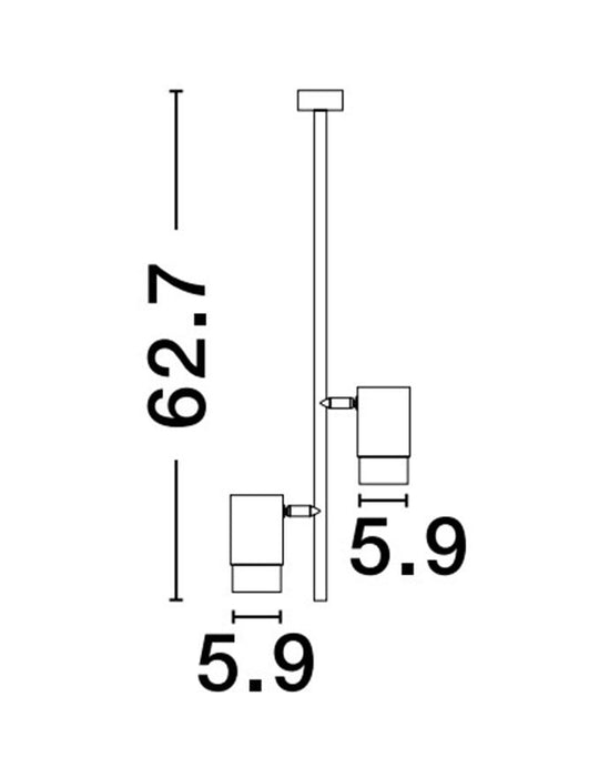 PONGO Sandy Black & Gold Aluminium LED GU10 2x10 Watt 230 Volt IP20 Bulb Excluded D: 5.9 H: 62.7 cm
