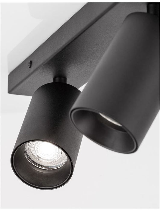 TOD Sandy Black Aluminium LED GU10 2x10 Watt 220-240 Volt IP20 Bulb Excluded L: 35 W: 6 H: 12.7 cm Rotating & Adjustable