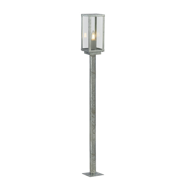 Box II Outdoor Post - Galvanised Silver Metal & Glass