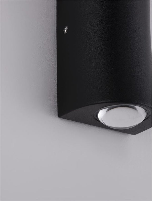 AZAR Black Aluminium & Acrylic LED 2x2 Watt 400Lm 3000K 500mA 100-240V Beam Angle 68º IP54 Light Up & Down L: 5 W: 4 H: 9 cm