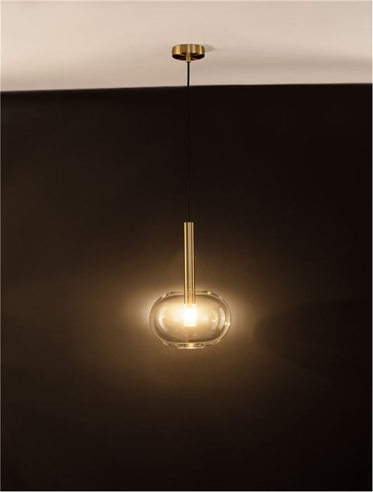 AMELIA Sandy Gold Metal & Clear Glass LED G9 1x5 Watt 230 Volt IP20 Bulb Excluded D: 24 H: 191 cm Adjustable Height