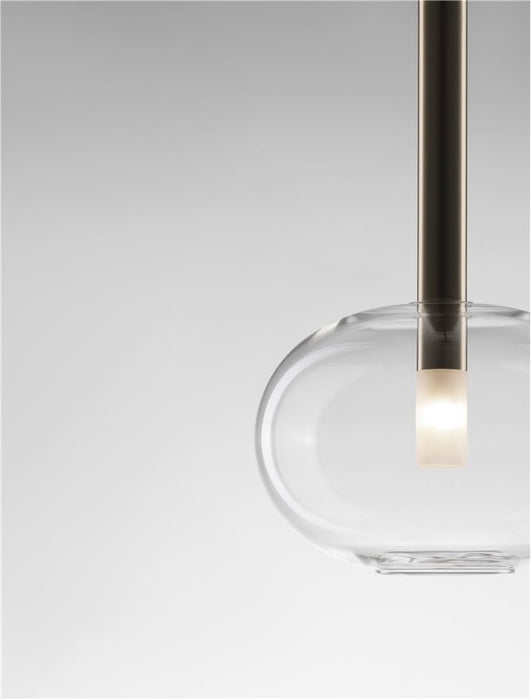 AMELIA Sandy Gold Metal & Clear Glass LED G9 1x5 Watt 230 Volt IP20 Bulb Excluded D: 24 H: 191 cm Adjustable Height
