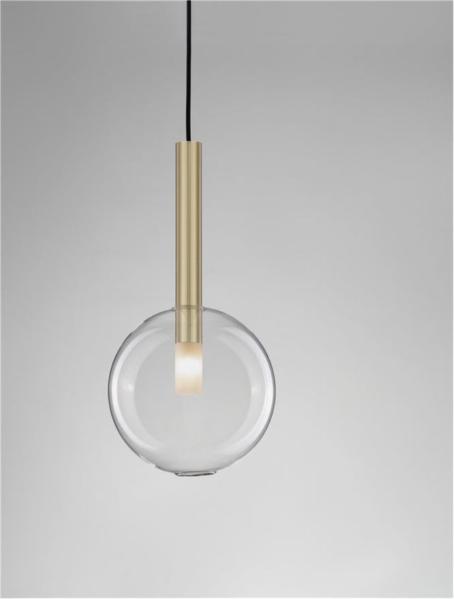 AMELIA Sandy Gold Metal & Clear Glass LED G9 1x5 Watt 230 Volt IP20 Bulb Excluded 19.5 D: 20 H: 191 cm Adjustable Height