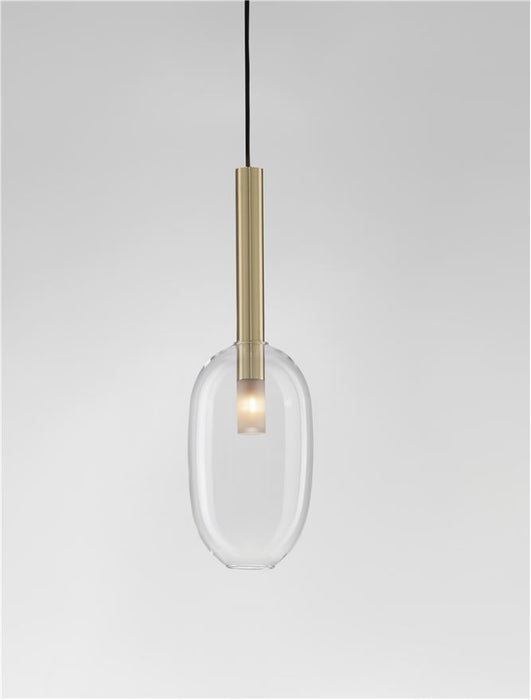 AMELIA Sandy Gold Metal & Clear Glass LED G9 1x5 Watt 230 Volt IP20 Bulb Excluded D: 14 H: 179 cm Adjustable Height