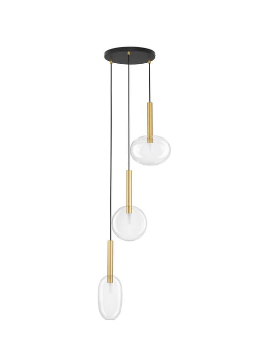 AMELIA Sandy Gold Metal & Clear Glass LED G9 3x5 Watt 230 Volt IP20 Bulb Excluded D: 50 H: 191 cm Adjustable Height