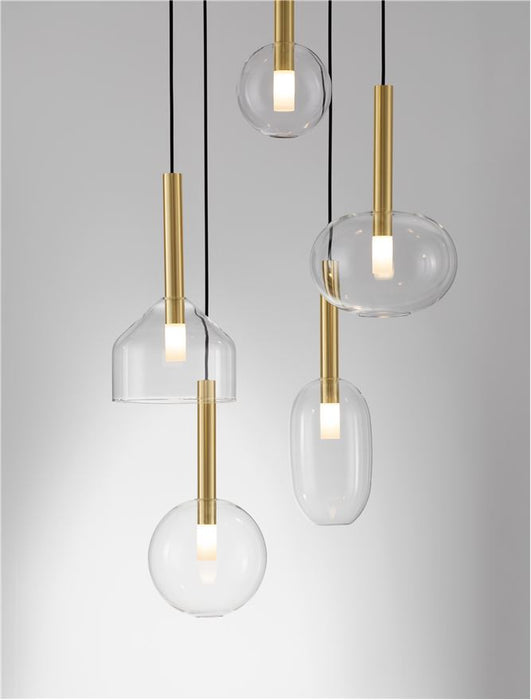 AMELIA Sandy Gold Metal & Clear Glass LED G9 5x5 Watt 230 Volt IP20 Bulb Excluded D: 60 H: 191 cm Adjustable Height