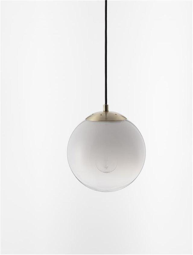 VITA Brass Gold Metal & Gradient White Glass LED E27 1x12 Watt 230 Volt IP20 Bulb Excluded D: 20 H: 120 cm Adjustable Height