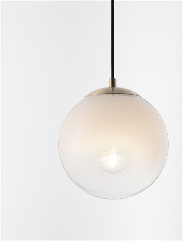 VITA Brass Gold Metal & Gradient White Glass LED E27 1x12 Watt 230 Volt IP20 Bulb Excluded D: 20 H: 120 cm Adjustable Height