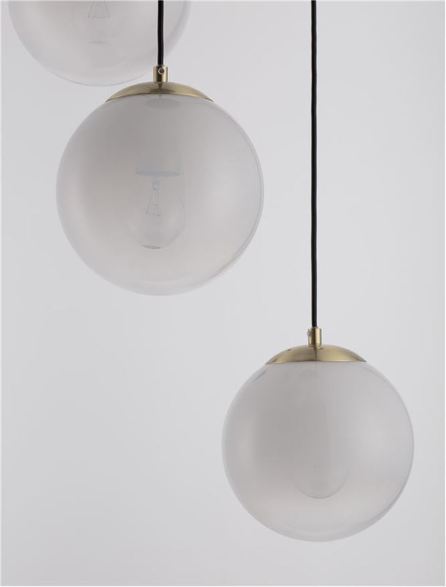 VITA Brass Gold Metal & Gradient White Glass LED E27 3x12 Watt 230 Volt IP20 Bulb Excluded D: 30 H: 120 cm Adjustable Height