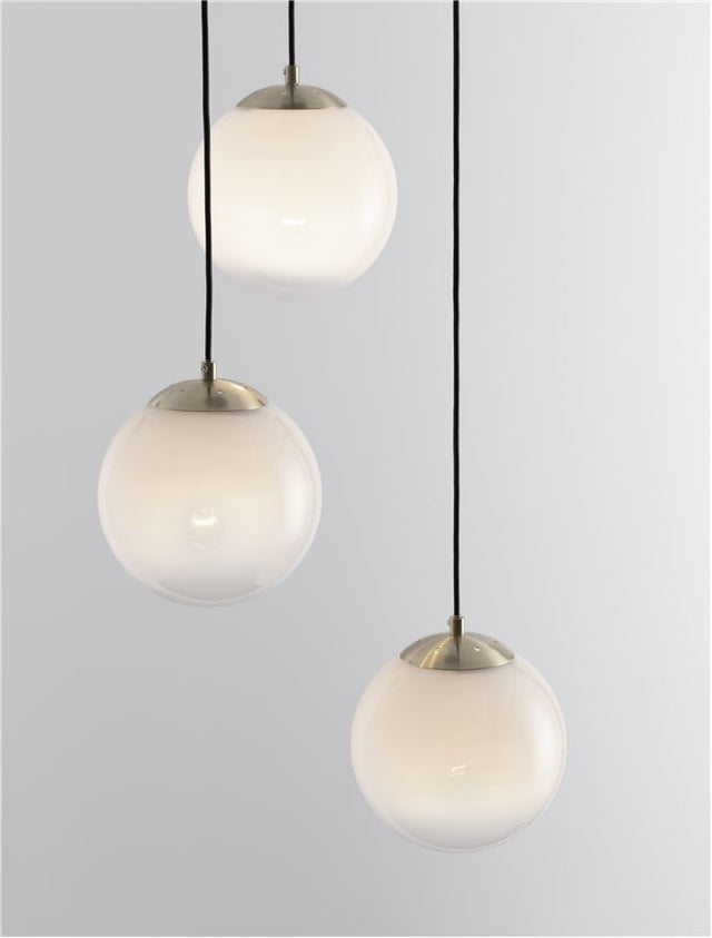 VITA Brass Gold Metal & Gradient White Glass LED E27 3x12 Watt 230 Volt IP20 Bulb Excluded D: 30 H: 120 cm Adjustable Height