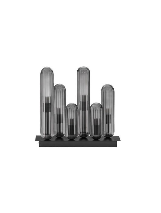 GUSTAVE Light Smoky Grey Glass & Matt Black Metal LED G9 6x5 Watt 230 Volt IP20 Bulb Excluded L: 38 W: 7 H: 35.5 cm