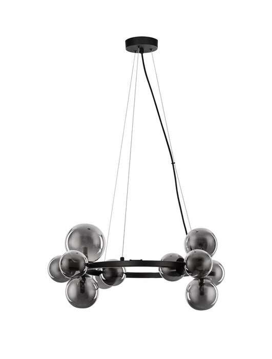 ODILLIA Matt Black Metal & Smoky Glass LED G9 11x6 Watt 230 Volt IP20 Bulb Excluded Two Ways Of Mounting D: 65 H: 120 cm BOTH HANGING SYSTEM INCLUDED Adjustable height