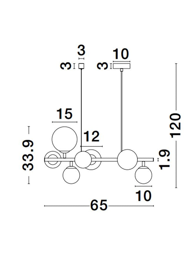 ODILLIA Opal Glass & Matt Gold Metal LED G9 7x5 Watt 230 Volt IP20 Bulb Excluded L: 65 W: 28.9 H: 120 cm Adjustable height