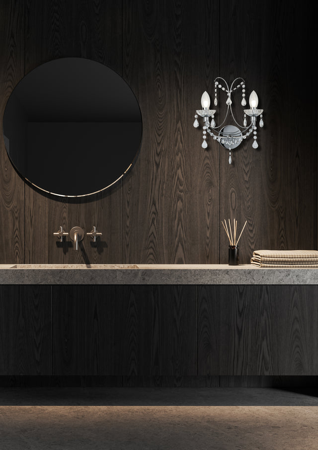 Autumn 2LT Bathroom Wall Light - Chrome Metal