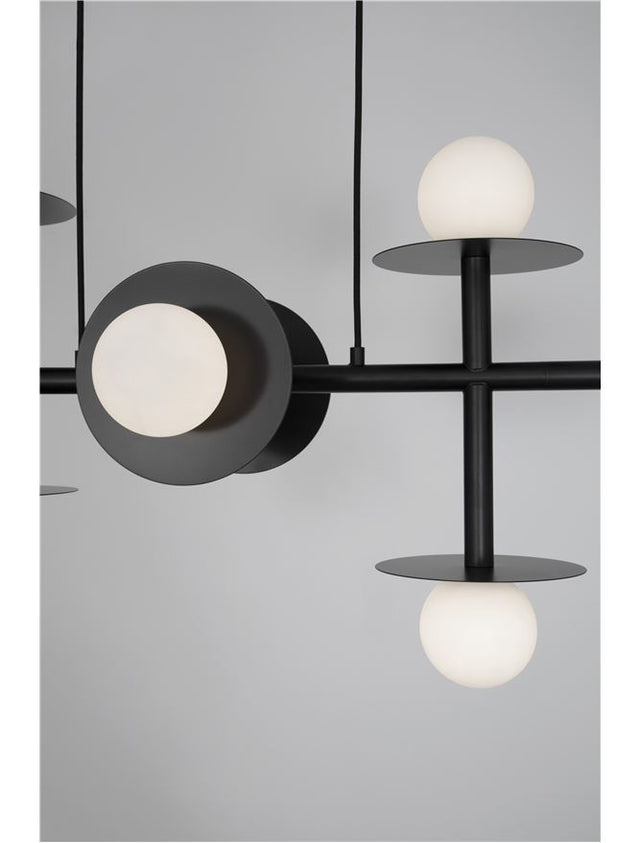 PIELO Sandy Black Metal Opal Glass LED G9 8x5 Watt 230 Volt IP20 Bulb Excluded L: 109 W: 41 H1: 57 H2: 135 cm Adjustable height