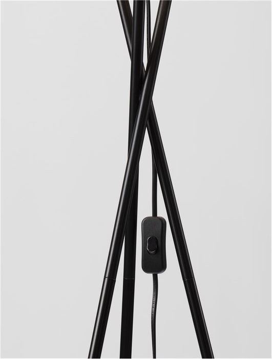 RETRO Black Fabric Shade Black Metal LED E27 1x12 Watt 230 Volt IP20 Bulb Excluded Cable Length: 200 cm D: 44 W: 38 H: 145 cm