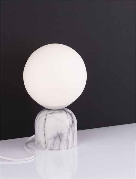 KENIO White Marble Opal Glass LED E14 1x5 Watt 230 Volt IP20 Bulb Excluded D: 14.5 H: 24 cm