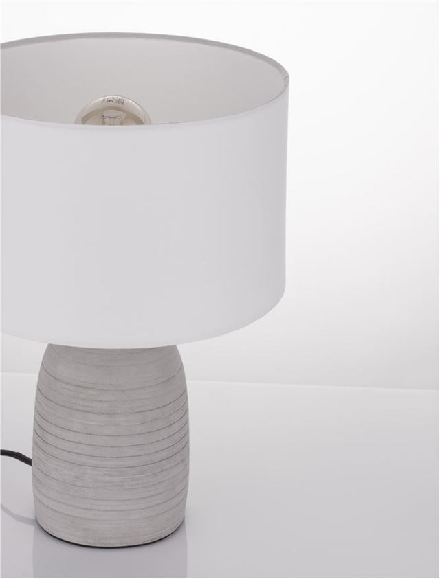 CHEMPO Grey Concrete & Metal White Fabric Shade LED E27 1x12 Watt 230 Volt IP20 Bulb Excluded Cable Length: 150 cm D: 25 H: 35 cm