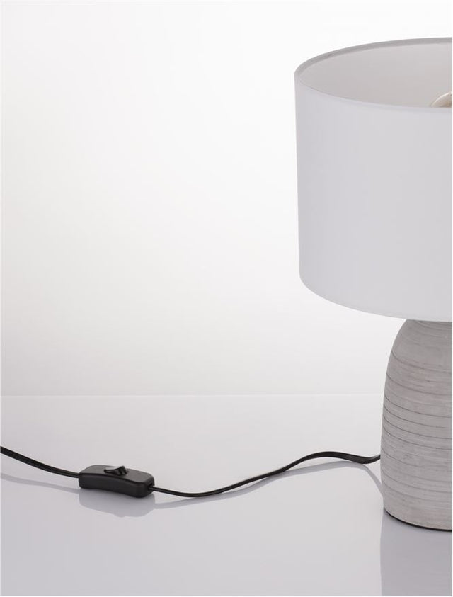 CHEMPO Grey Concrete & Metal White Fabric Shade LED E27 1x12 Watt 230 Volt IP20 Bulb Excluded Cable Length: 150 cm D: 25 H: 35 cm