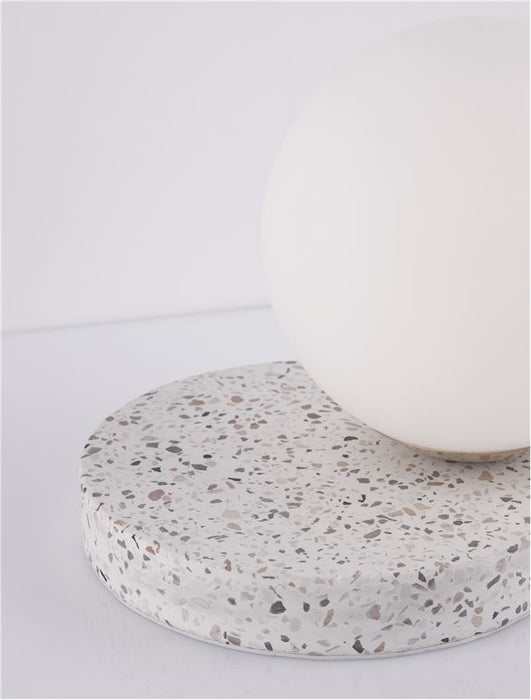 BESON Grey Marble Base Opal Glass LED E14 1x5 Watt 230 Volt IP20 Bulb Excluded Cable Length: 150 cm D: 15 W: 17.5 H: 18 cm
