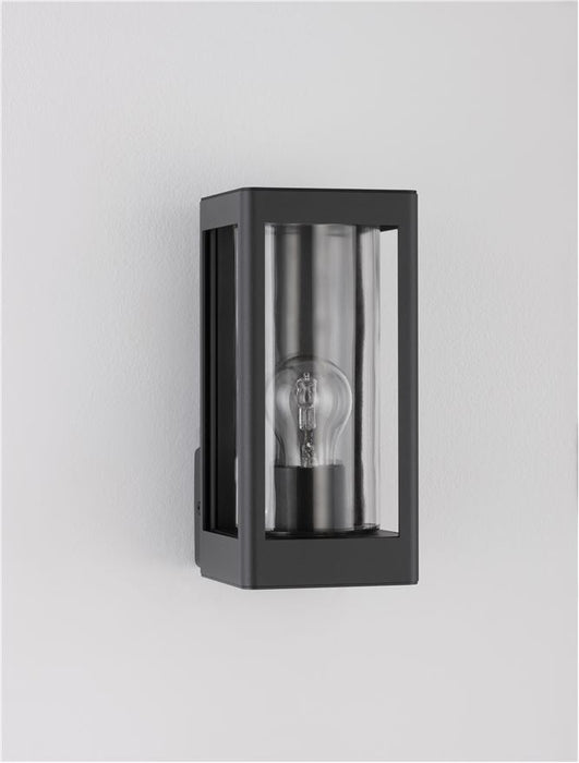 FIGO Dark Grey Aluminum & Clear Glass LED E27 1x12 Watt 220-240 Volt Bulb Excluded IP54 L: 11 W: 15 H: 24.5 cm