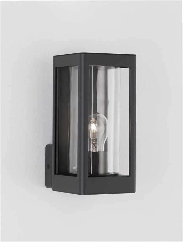 FIGO Dark Grey Aluminum & Clear Glass LED E27 1x12 Watt 220-240 Volt Bulb Excluded IP54 L: 11 W: 15 H: 24.5 cm