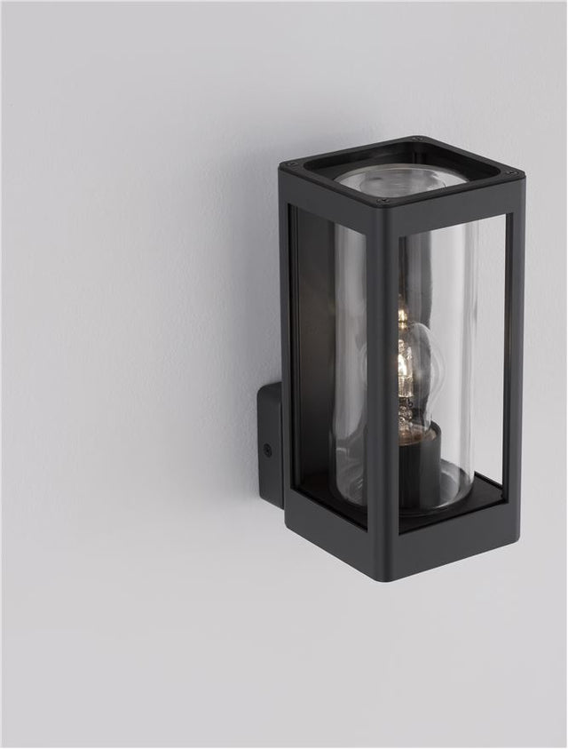 FIGO Dark Grey Aluminum & Clear Glass LED E27 1x12 Watt 220-240 Volt Bulb Excluded IP54 L: 11 W: 15 H: 24.5 cm